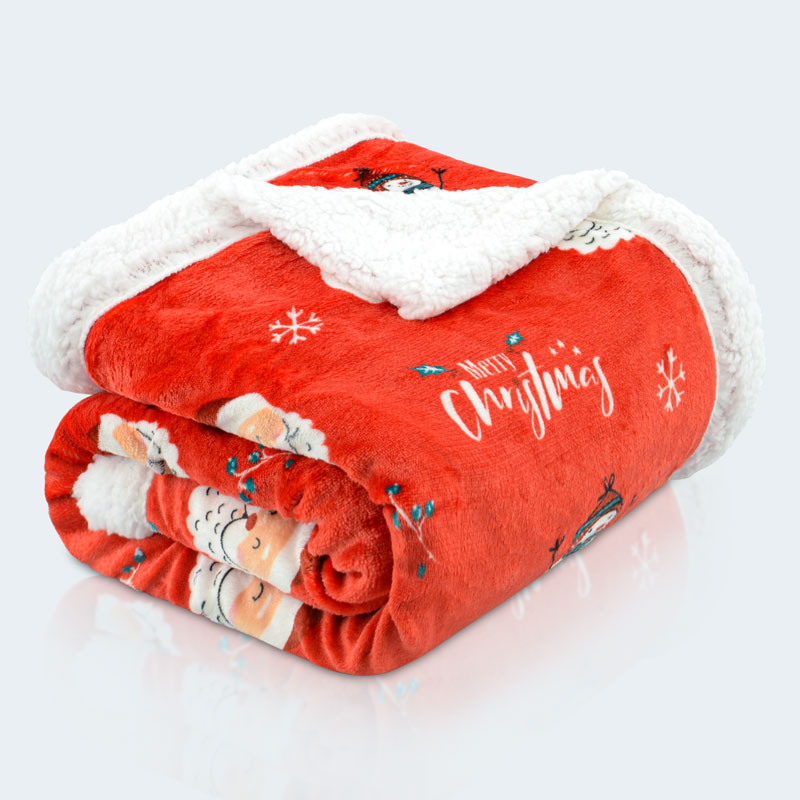 Plaid Doublé Sherpa Fun Xmas Imprime 130x160cm Lincroyable 9687